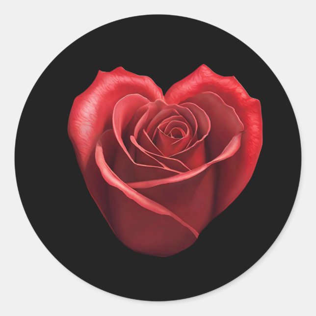 Sticker Rond Rose rouge en forme de coeur - (Devant)