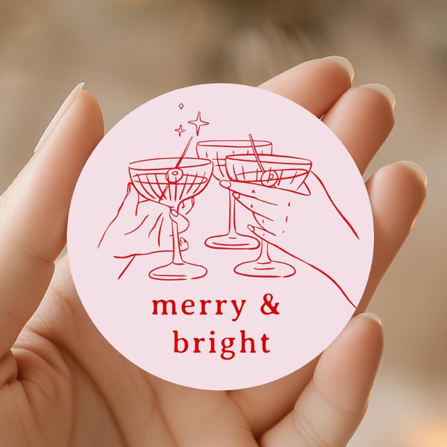 Sticker Rond Rose Rouge Féminin Noël (Créateur téléchargé)