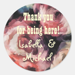 Sticker Rond rose rouge, florale, élégante, flore, rétro