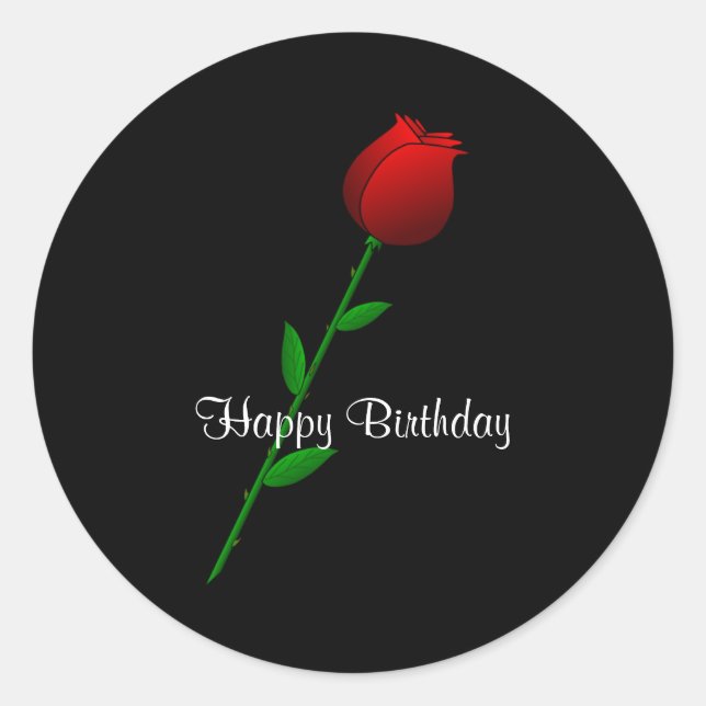 Sticker Rond Rose rouge "Joyeux anniversaire" (Devant)