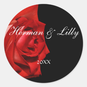 Sticker Rond Rose rouge personnalisé autour de l'autocollant de