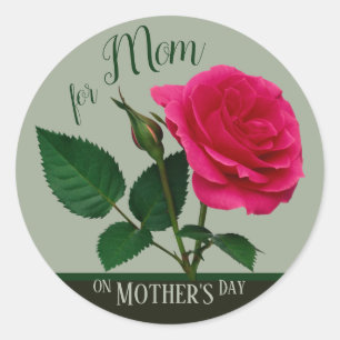 Sticker Rond Rose rouge pour maman le jour de la fête des mères