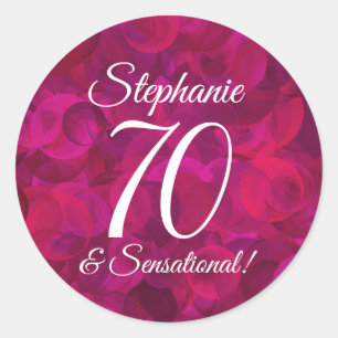 Sticker Rond Rose Rouge Rose 70 et Anniversaire Sensationnel