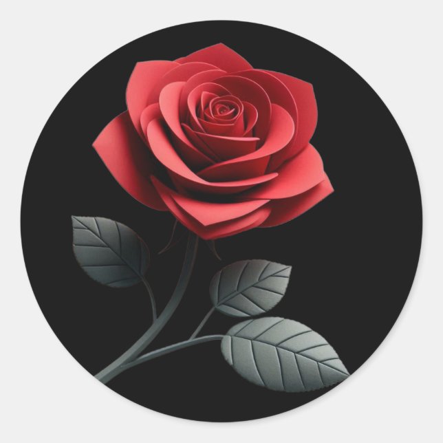 Sticker Rond Rose rouge simple (Devant)