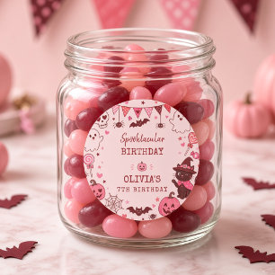 Sticker Rond Rose Rouge Spooktacular Fantôme Anniversaire Perso