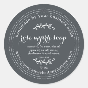 Sticker Rond Rose rustique à la main Myrrh savon off-Black
