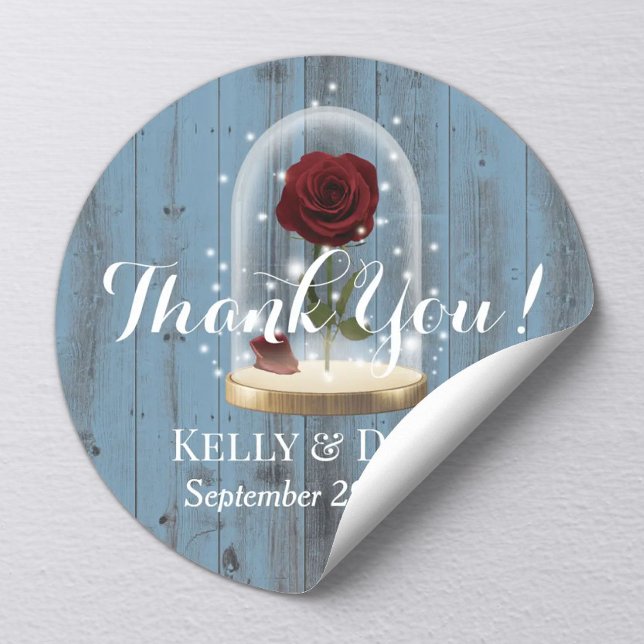 Sticker Rond Rose rustique de conte de verres Dome Dusty Mariag (Créateur téléchargé)