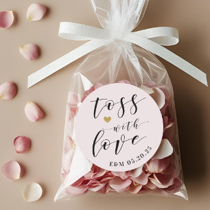 Sticker Rond Rose saumonée Jetez avec amour Confettis de mariag