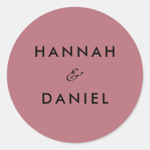 Sticker Rond Rose simple élégant Gold Custom Names Mariage