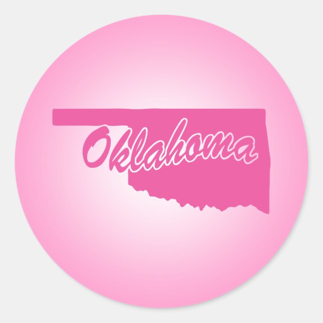 Sticker rond rose State Oklahoma Classic (Devant)