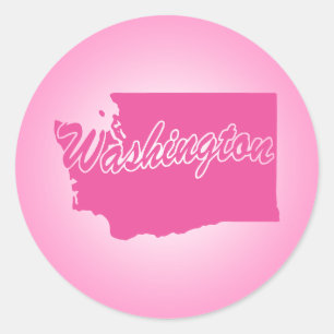 Sticker rond rose State Washington Classic