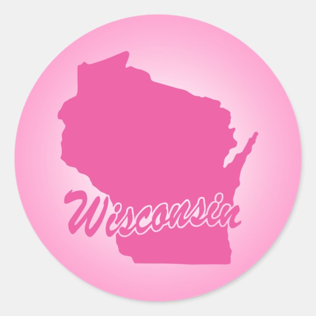Sticker rond rose State Wisconsin Classic (Devant)