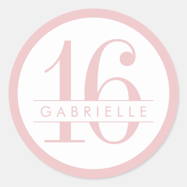 Sticker Rond Rose Sweet 16 Favor (Devant)
