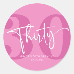 Sticker Rond Rose Trente-trentième anniversaire Fête Faveur