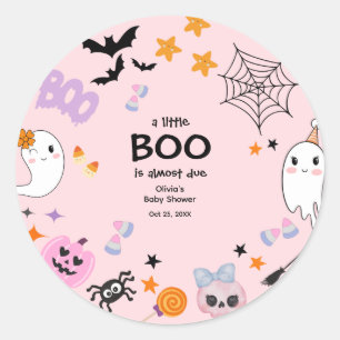 Sticker Rond Rose Un Petit Boo Cute Ghost Baby shower Halloween