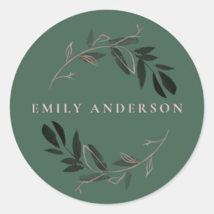 STICKER ROND ROSE VERTE ROSE OR FOLIAGE WREATT PROFESSIONNEL