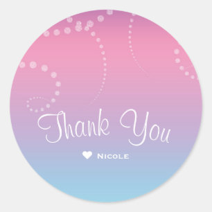 Sticker Rond Rose violet Bleu Bleu Les filles trempées Annivers