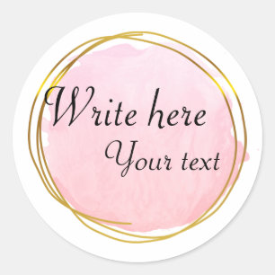 Sticker Rond Rose Violet Cercle Aquarelle Or Elégant Classe