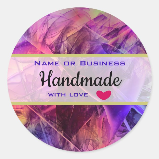 Sticker Rond Rose violet Moderne Abstrait fait main (Devant)