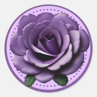 Sticker Rond Rose Violette Vibrante – Conception Florale Élégan