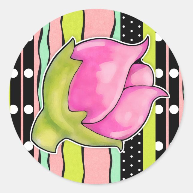 Sticker rond Rosebud Joy color (Devant)