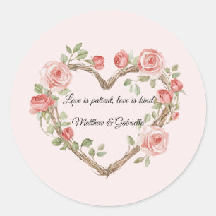 Sticker Rond Rosée Noire Romantique Rose Rose Rose Mariage du c