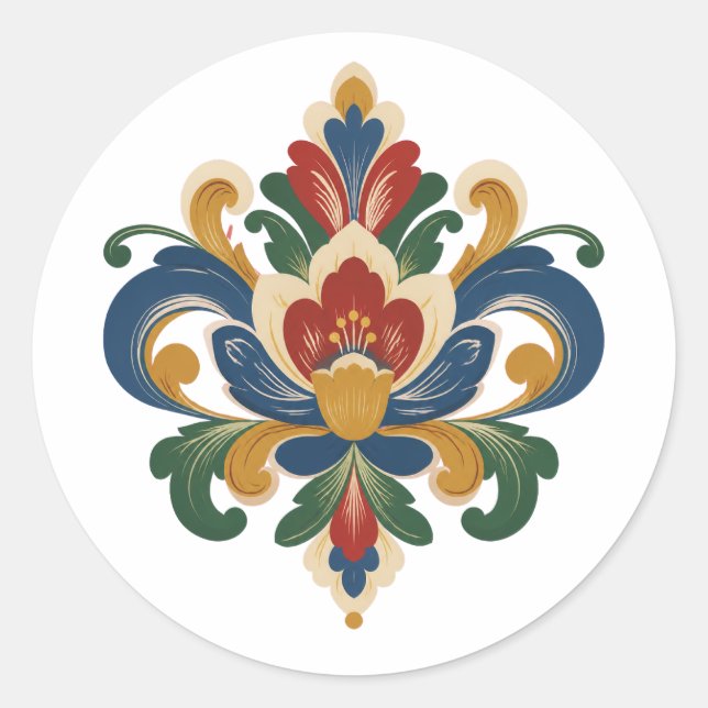 Sticker Rond Rosemaling norvégien (Devant)