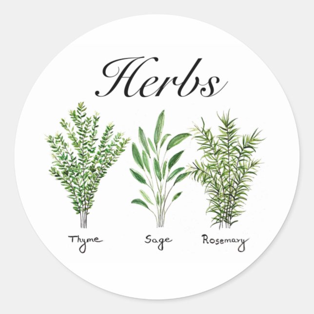 Sticker Rond Rosemary Herbes de Sage de thym Cuisine culinaire  (Devant)