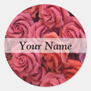 Sticker Rond Roses à fleurs roses