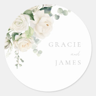 Sticker Rond Roses blanches divines et Mariage d'âge