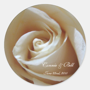 Sticker Rond Roses blanches douces, enveloppes de mariage perso