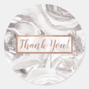 Sticker Rond Roses blanches Fleurs Rose moderne Élégant Mariage