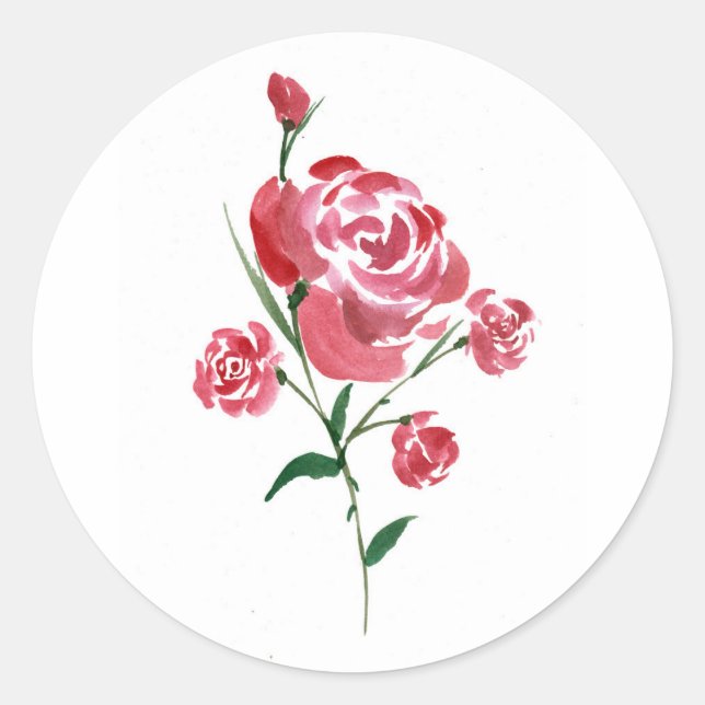 Sticker Rond Roses d'aquarelle rouge (Devant)