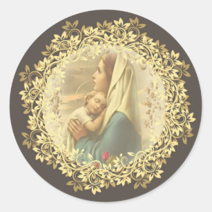 Sticker Rond Roses de Jésus de bébé de Mary de mère de Vierge