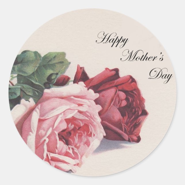 Sticker Rond Roses de la fête des mères (Devant)