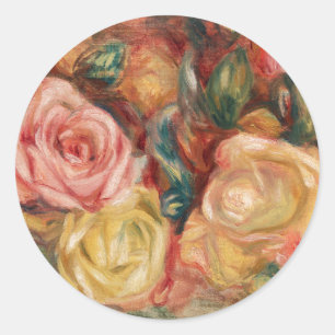 Sticker Rond Roses de Renoir Impressionist Painting