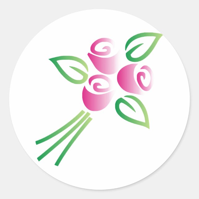 Sticker Rond Roses en blanc (Devant)