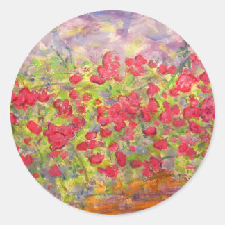 Sticker Rond roses en fleurs colorées