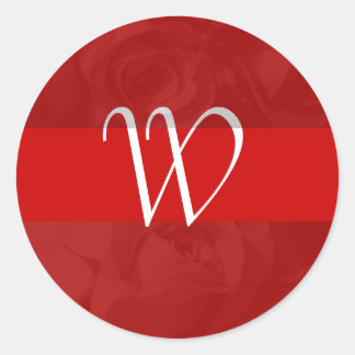 Sticker Rond "Roses en rouge romantique" - Monogramme [a]