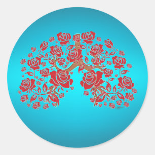 Sticker Rond Roses et espoir