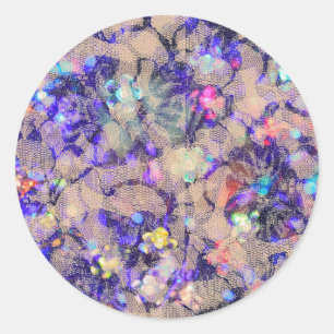 Sticker Rond Roses pourpres de dentelle