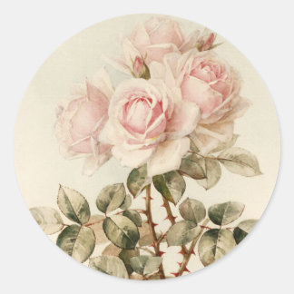 Sticker Rond Roses romantiques victoriens vintages
