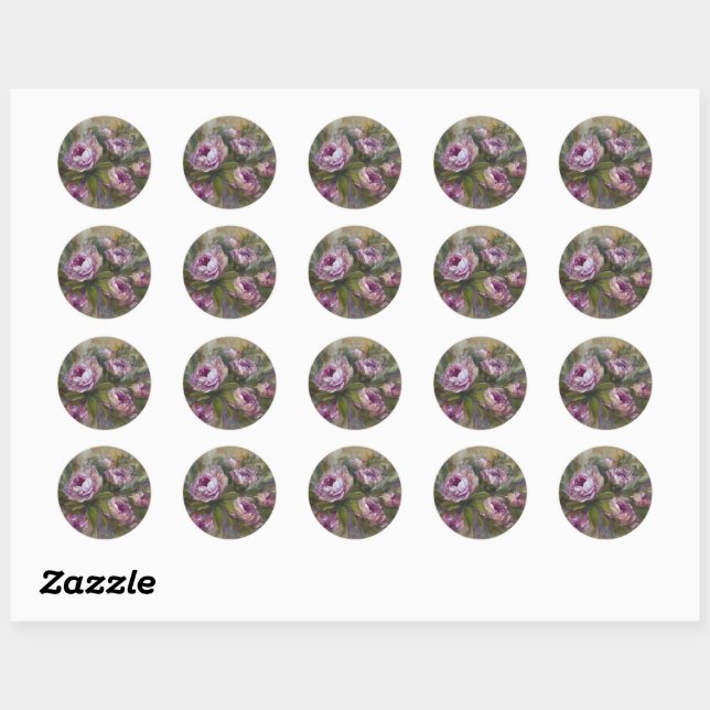Sticker Rond Roses roses (Feuille)