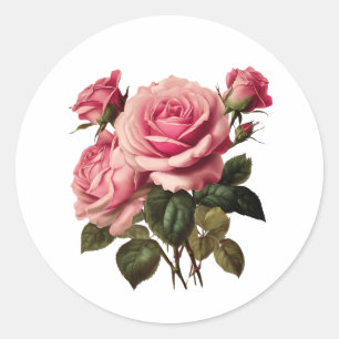 Sticker Rond Roses roses