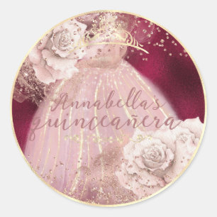 Sticker Rond Roses roses blanches en Bourgogne et Quinceañera d