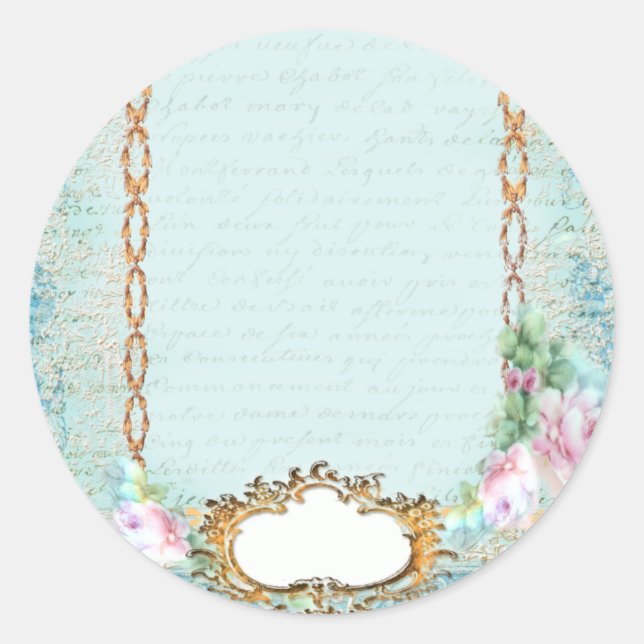 Sticker Rond Roses roses de Versailles en dentelle (Devant)