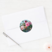 Sticker Rond Roses roses et blancs vintages chics minables (Enveloppe)