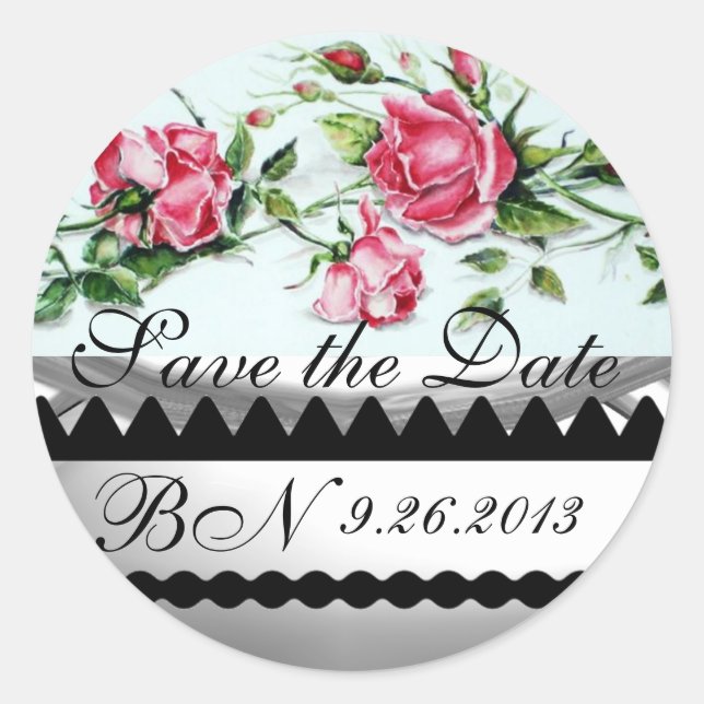 Sticker Rond ROSES ROSES ET ROSEBUDS ROSES Enregistrer La Date  (Devant)