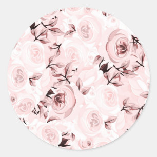 Sticker Rond Roses roses fuchsia shabby chic glamour élégant fl