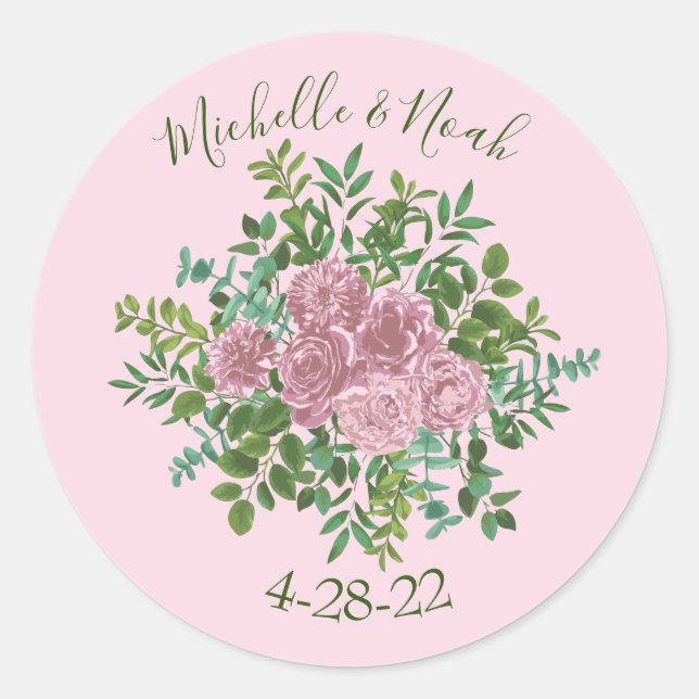 Sticker Rond Roses roses Jardin Printemps Mariage (Devant)